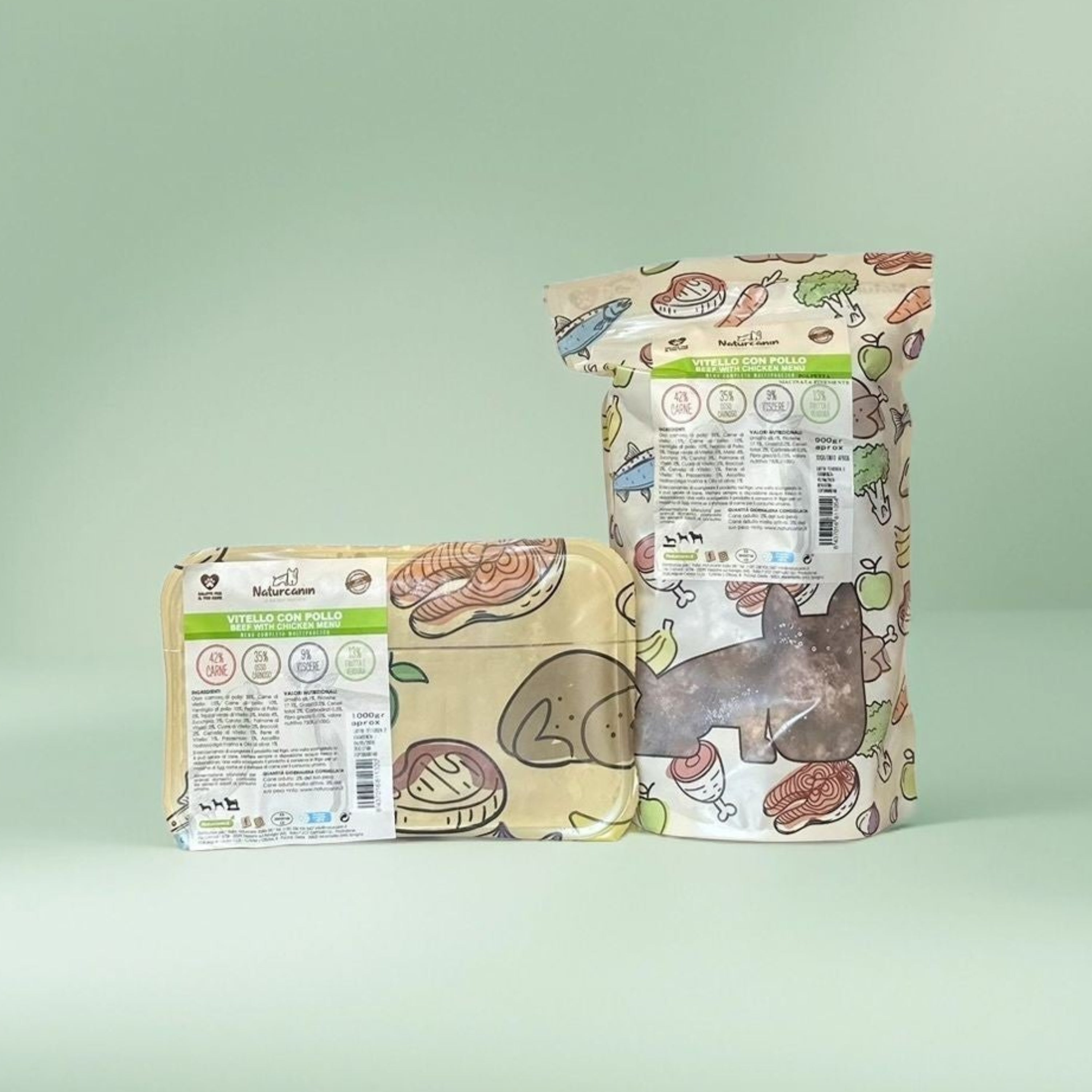 Kalbfleisch mit Hähnchen Menü